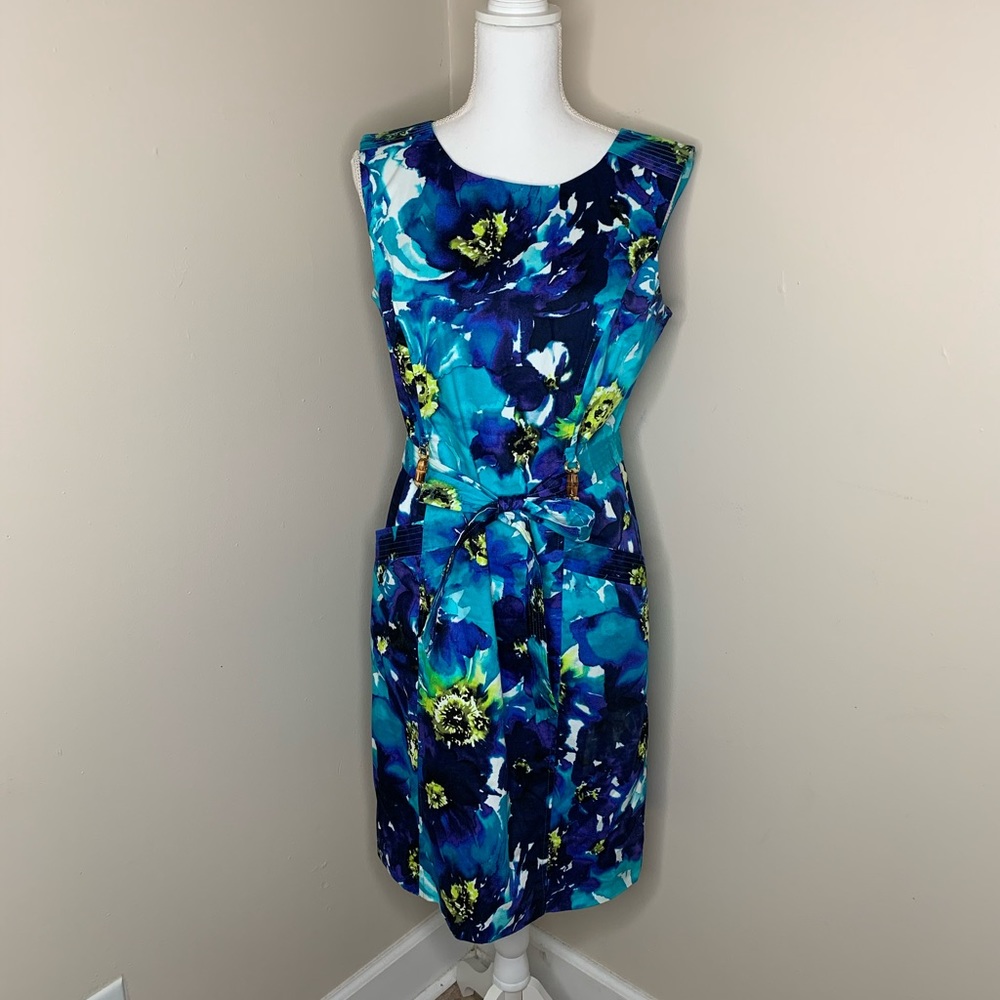 ELLAN TRACY Blue & Purple Floral Dress